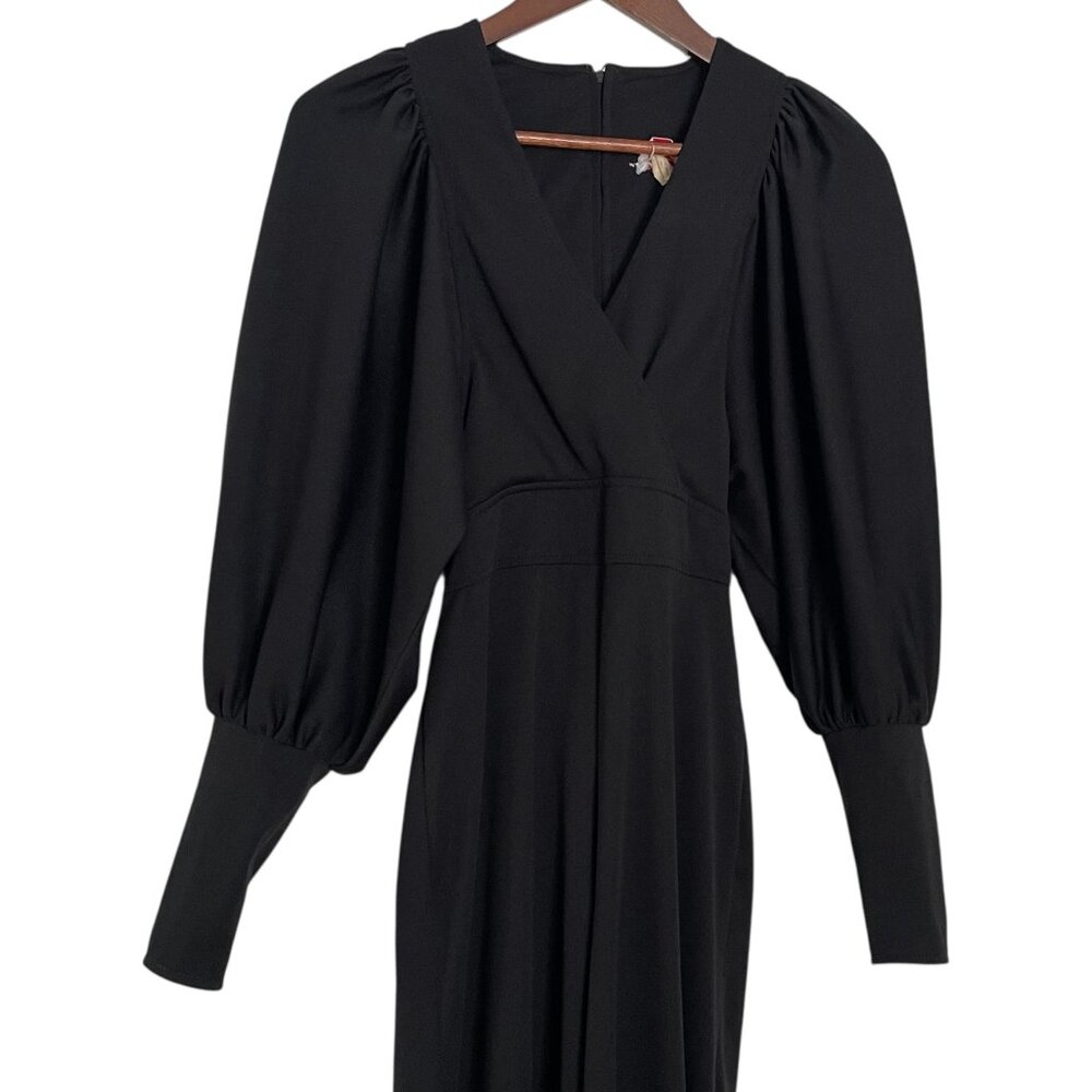 Vintage 70s Jerell of Texas Wide Leg Jumpsuit XXS Black Puff Bishop Sleeves